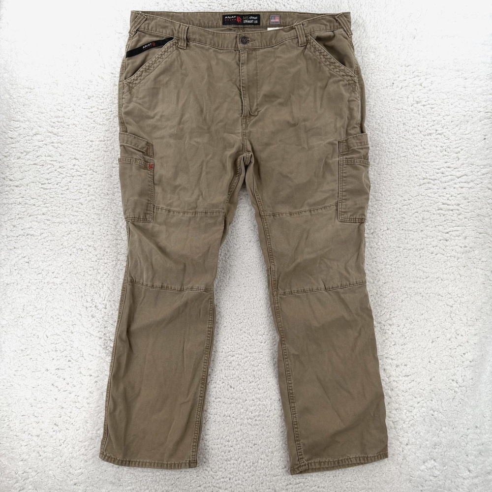 Ariat FR M5 Cargo Pants Mens 44x32 Beige Regular Fit Straight Workwear 10027705